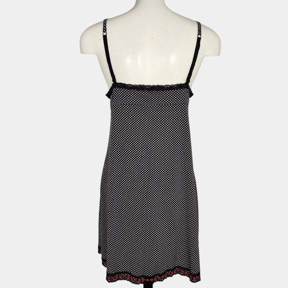 La Senza White Polka Dot Black Red Bow Adjustable Strap Stretchy Lace Size Large - Picture 5 of 14